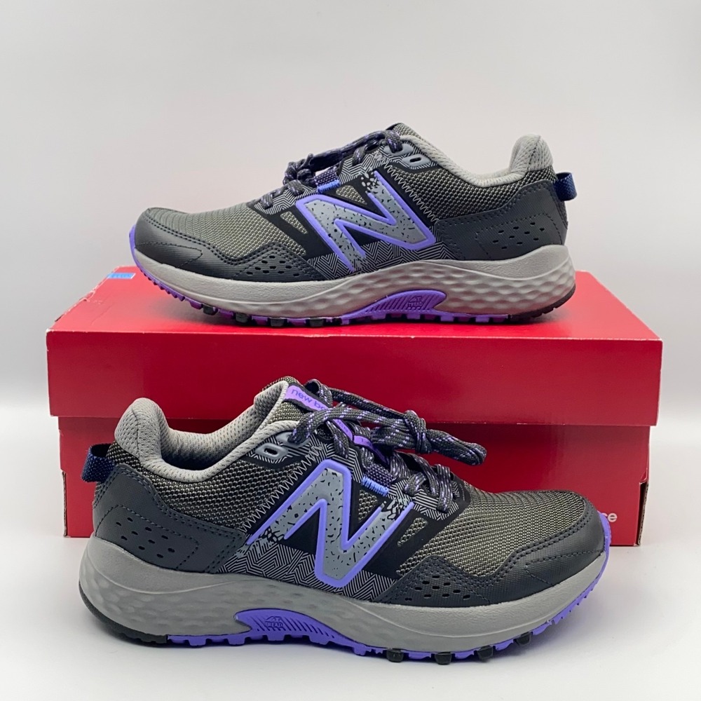 New Balance 410 V8 Trail Hiking Running Shoes Gray Purple Womens Size 6 WT410LQ8